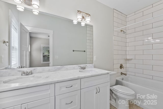 7 Lola Lilly Pl, Asheville, NC 28803 - bathroom featuring toilet, shower / bath combination, and double vanity