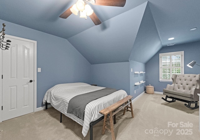 328 Whippoorwill Rd, Mooresville, NC 28117 - bedroom featuring carpet floors, lofted ceiling, baseboards, and ceiling fan