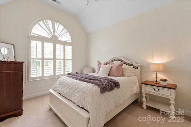 7507 Meadowgate Ln, Waxhaw, NC 28173 - bedroom featuring carpet flooring, vaulted ceiling, and baseboards