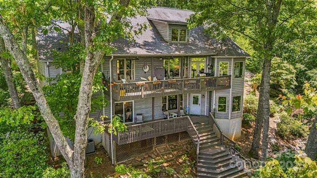 5 Saddle Rdg, Fletcher, NC 28732 - view of front of home with a deck and stairway