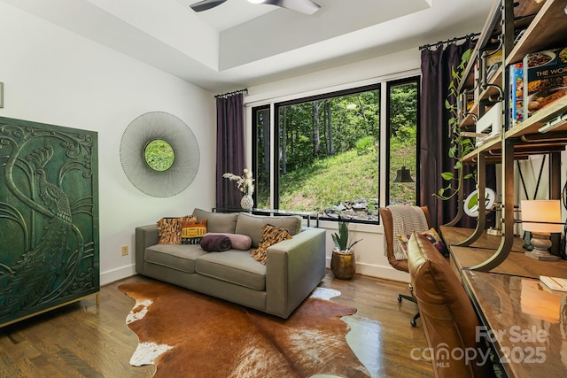5 Saddle Rdg, Fletcher, NC 28732 - office space featuring a raised ceiling, wood finished floors, and a ceiling fan