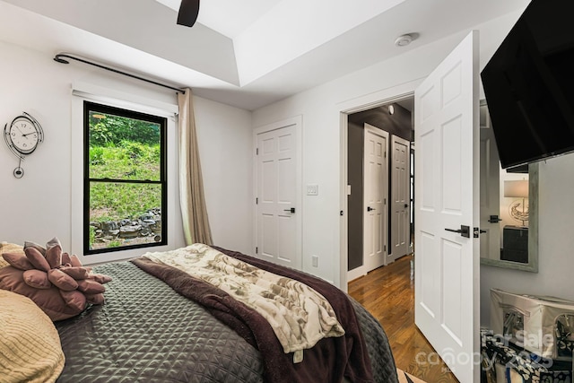 5 Saddle Rdg, Fletcher, NC 28732 - bedroom featuring dark wood finished floors and ceiling fan