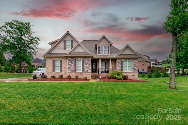 335 Wintergreen Ct, Kings Mountain, NC 28086 - craftsman inspired home featuring covered porch, a front lawn, brick siding, and crawl space
