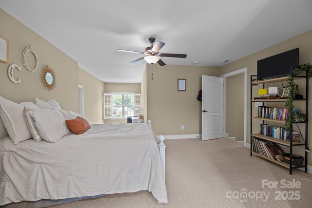 335 Wintergreen Ct, Kings Mountain, NC 28086 - bedroom with baseboards, carpet flooring, and ceiling fan
