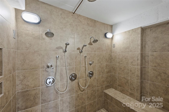 full bathroom with tiled shower