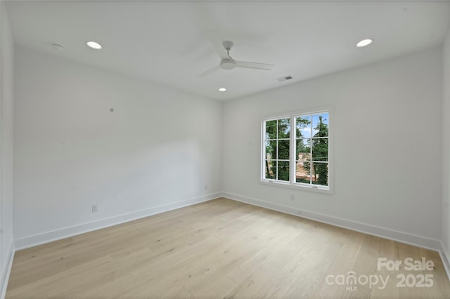 536 Hillside Ave, Charlotte, NC 28209 - empty room with a ceiling fan, baseboards, light wood finished floors, and recessed lighting