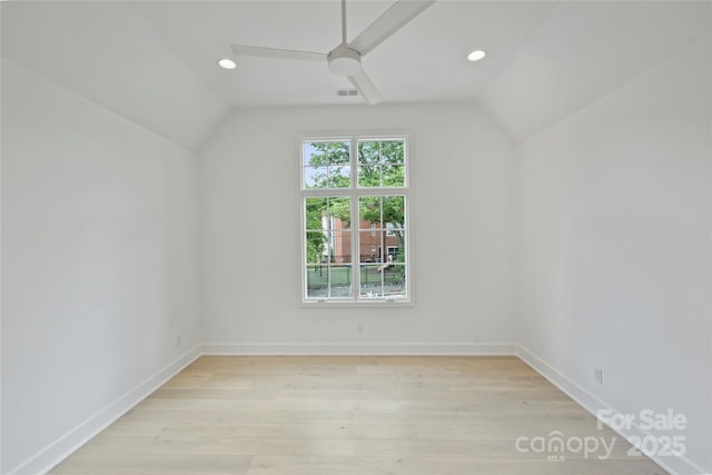 536 Hillside Ave, Charlotte, NC 28209 - bonus room with vaulted ceiling, ceiling fan, light wood-type flooring, recessed lighting, and baseboards