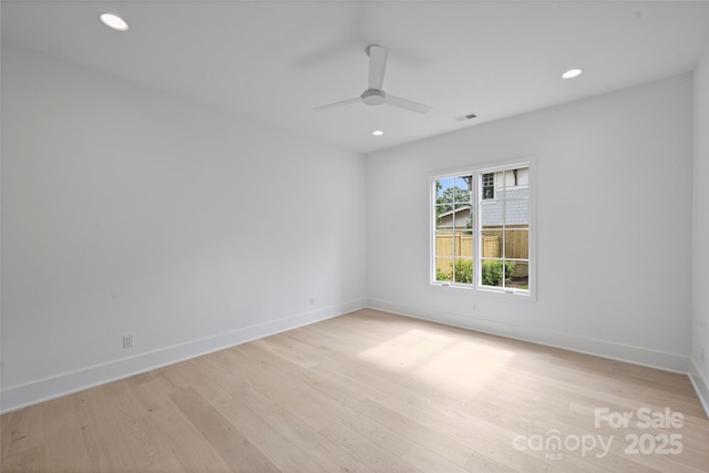 536 Hillside Ave, Charlotte, NC 28209 - empty room featuring light wood finished floors, baseboards, recessed lighting, and ceiling fan