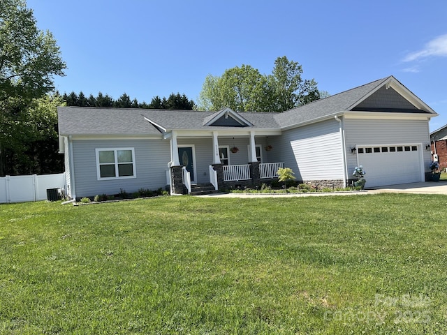 1119 Balls Creek Rd, Claremont, NC 28610 - view of front of house featuring a porch, an attached garage, cooling unit, and driveway