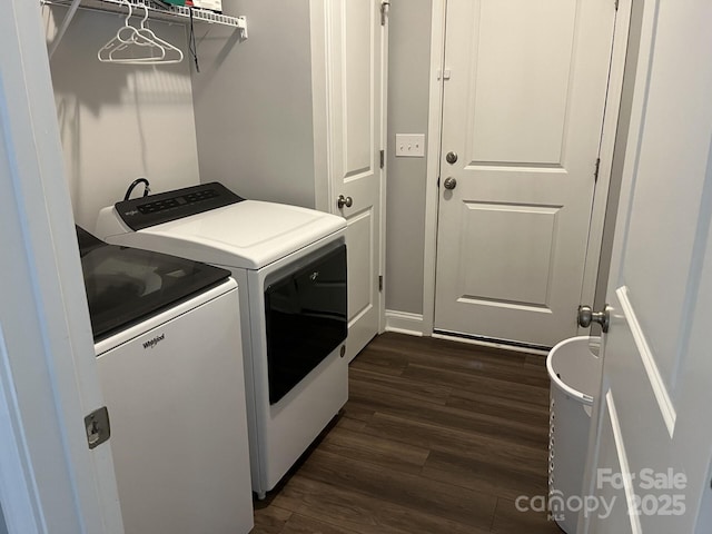 1119 Balls Creek Rd, Claremont, NC 28610 - washroom with washer and dryer and dark wood-style floors