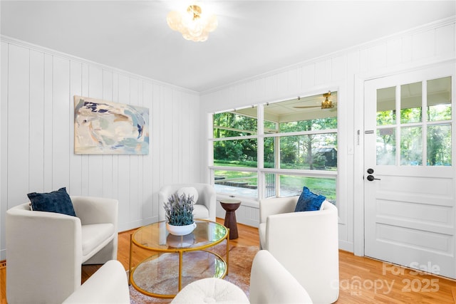 5162 Lincrest Pl, Charlotte, NC 28211 - living area featuring light wood-style flooring and ornamental molding