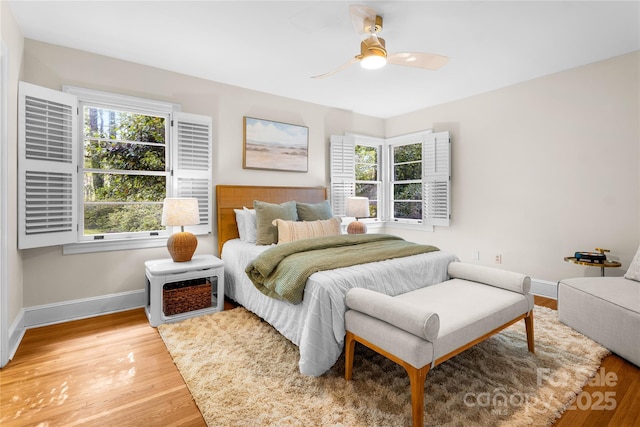 5162 Lincrest Pl, Charlotte, NC 28211 - bedroom featuring baseboards, light wood-style floors, and a ceiling fan