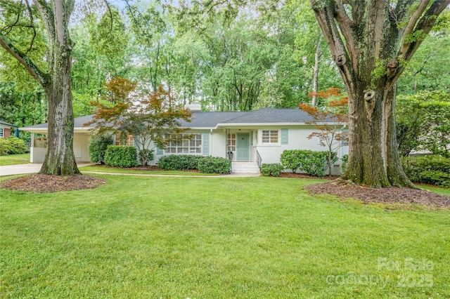 5162 Lincrest Pl, Charlotte, NC 28211 - ranch-style home with concrete driveway, a front lawn, and a carport