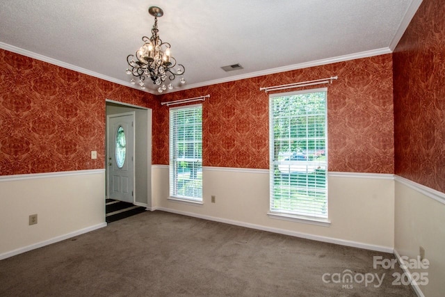 292 Rose St, Mooresville, NC 28117 - carpeted spare room with a chandelier, ornamental molding, and baseboards