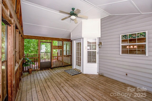 292 Rose St, Mooresville, NC 28117 - unfurnished sunroom featuring vaulted ceiling and a ceiling fan