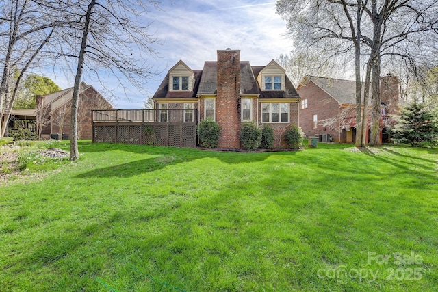 5108 Tedorill Ln, Charlotte, NC 28226 - view of green lawn featuring a wooden deck and central AC