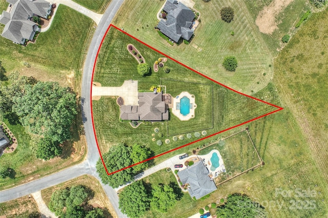 4941 Campobello Dr, Monroe, NC 28110 - aerial overview of property's location with property boundaries highlighted and a pool area