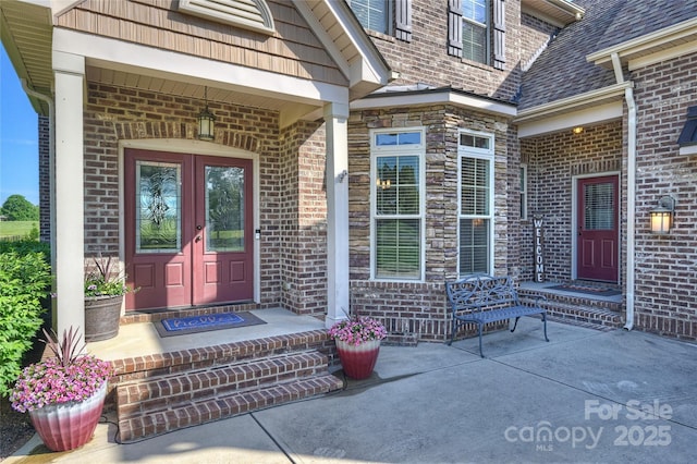 4941 Campobello Dr, Monroe, NC 28110 - property entrance with french doors and brick siding