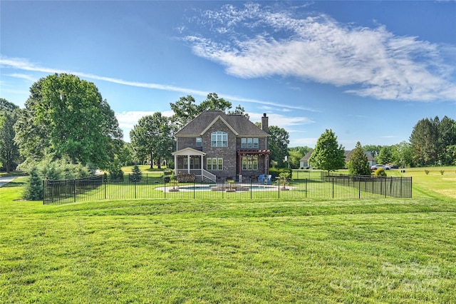 4941 Campobello Dr, Monroe, NC 28110 - rear view of property featuring brick siding, a chimney, and a patio area