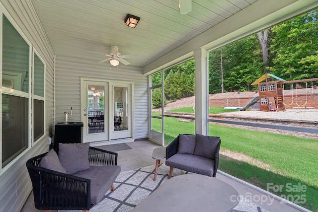 3218 Gilroy Dr, Fort Mill, SC 29707 - sunroom / solarium featuring ceiling fan