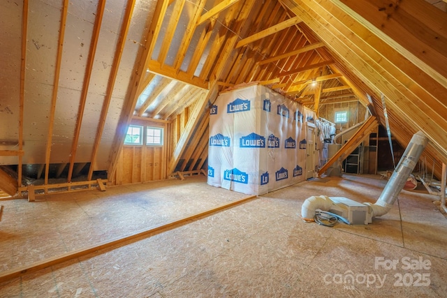 view of unfinished attic