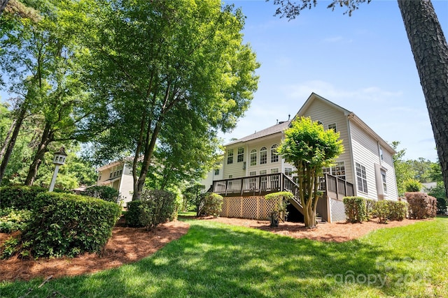 10616 Back Ridge Rd, Charlotte, NC 28277 - view of grassy yard with a deck and stairway