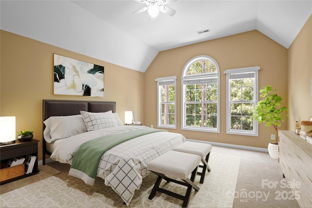 10616 Back Ridge Rd, Charlotte, NC 28277 - carpeted bedroom with lofted ceiling, baseboards, and a ceiling fan