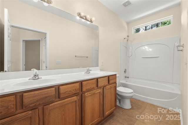 9430 Duckhorn Dr, Charlotte, NC 28277 - bathroom with double vanity, tile patterned flooring, and  shower combination
