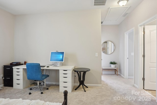 10401 Royal Winchester Dr, Charlotte, NC 28277 - office area with attic access, light carpet, and baseboards