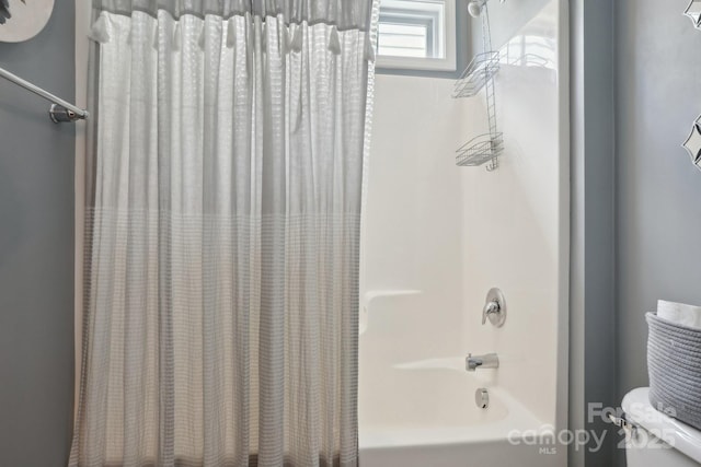 10401 Royal Winchester Dr, Charlotte, NC 28277 - bathroom with shower / bathtub combination with curtain and toilet