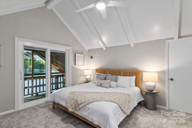 230 Shady Cove Rd, Troutman, NC 28166 - bedroom with access to exterior, carpet, baseboards, and ceiling fan