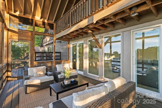 230 Shady Cove Rd, Troutman, NC 28166 - view of patio / terrace with an outdoor hangout area and a balcony