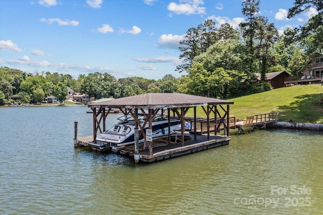 230 Shady Cove Rd, Troutman, NC 28166 - dock area featuring a water view and a lawn