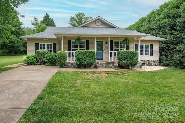 1774 Smyrna Ln, Catawba, NC 28609 - view of front of property featuring a porch, a front lawn, and roof with shingles
