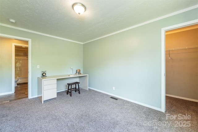 11 Bartlett Ave, Black Mountain, NC 28711 - office featuring carpet, a textured ceiling, baseboards, and ornamental molding