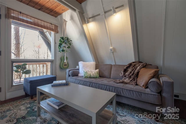 living room with wood finished floors