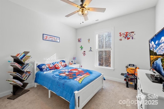 242 Delview Dr, Cherryville, NC 28021 - bedroom with light carpet, baseboards, and a ceiling fan