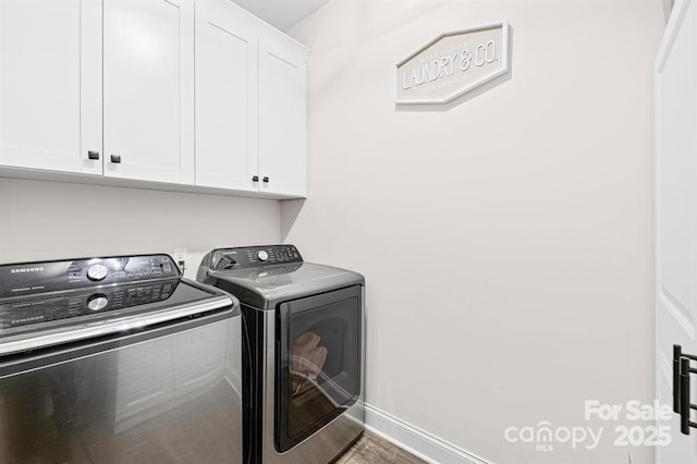 242 Delview Dr, Cherryville, NC 28021 - laundry area featuring cabinet space, washing machine and dryer, and baseboards