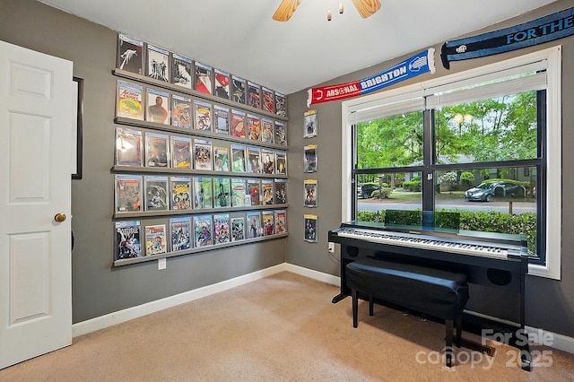 392 Tall Oaks Trl, Fort Mill, SC 29715 - living area with carpet flooring, ceiling fan, and baseboards