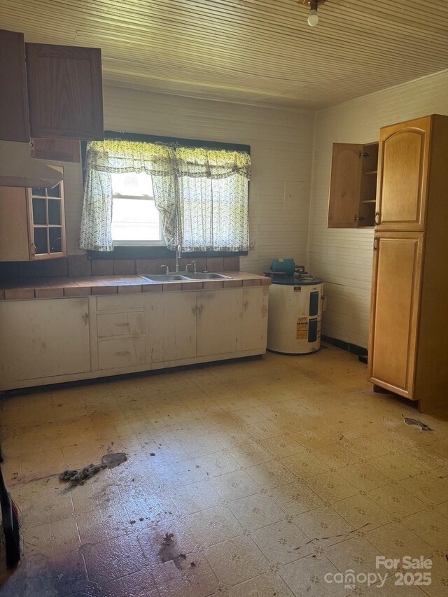 206 13th St, Belmont, NC 28012 - kitchen featuring tile counters and light floors