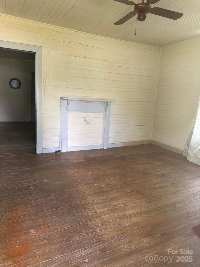 206 13th St, Belmont, NC 28012 - unfurnished room featuring a ceiling fan, hardwood / wood-style flooring, and wooden ceiling