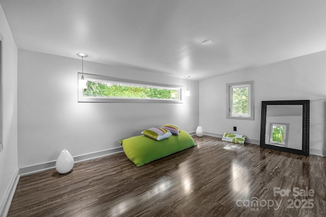 2121 Valencia Ter, Charlotte, NC 28226 - unfurnished bedroom featuring multiple windows, baseboards, wood finished floors, and a fireplace