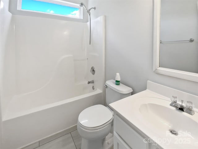1184 Lempster Dr NW, Concord, NC 28027 - full bath featuring vanity, tile patterned flooring, toilet, and bathtub / shower combination