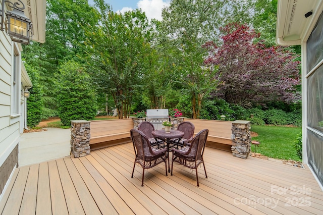 157 Dedham Loop, Mooresville, NC 28117 - wooden deck featuring outdoor dining area and grilling area
