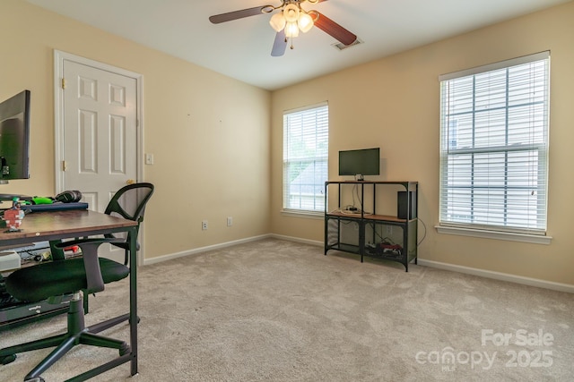 5656 Cambridge Bay Dr, Charlotte, NC 28269 - carpeted office with ceiling fan and baseboards