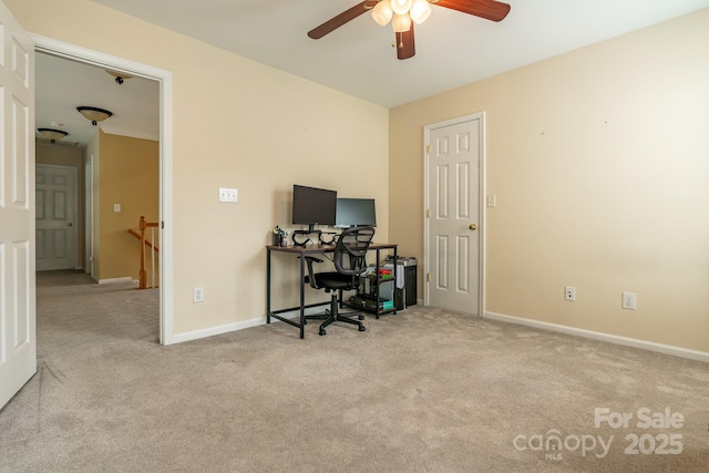5656 Cambridge Bay Dr, Charlotte, NC 28269 - carpeted home office with a ceiling fan and baseboards