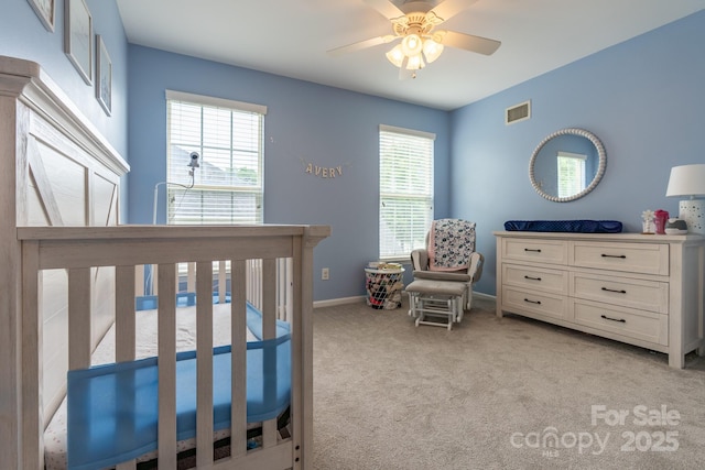 5656 Cambridge Bay Dr, Charlotte, NC 28269 - bedroom with light colored carpet, baseboards, and ceiling fan