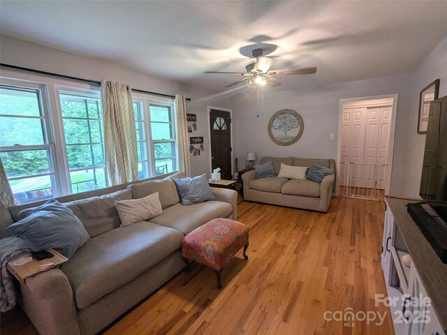 3116 Pilgrim Rd, Chester, SC 29706 - living area with light wood-style floors and a ceiling fan
