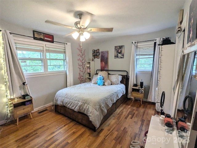 3116 Pilgrim Rd, Chester, SC 29706 - bedroom with multiple windows, wood finished floors, and a ceiling fan