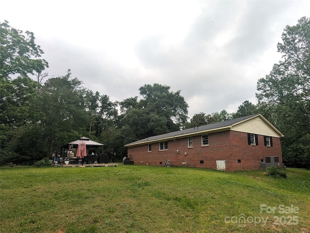 3116 Pilgrim Rd, Chester, SC 29706 - rear view of property featuring a gazebo, a yard, brick siding, and crawl space